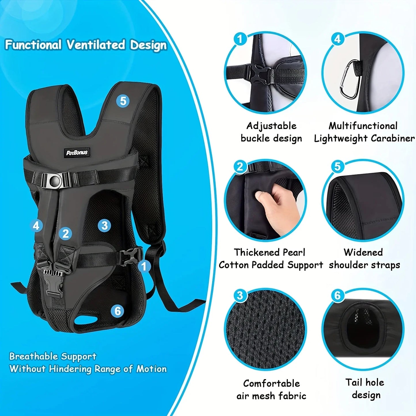 Comfy Adjustable Hands Free Dog Front Pack - Waggy Doggy Deals